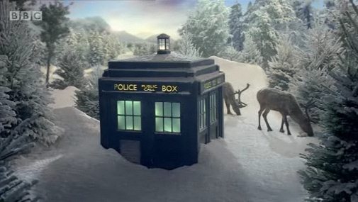 doctor who christmas ident tardis in the snow